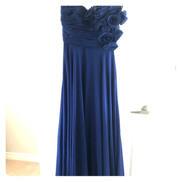 Prom dress, blue with ruffles flowers - Picture 1 of 4